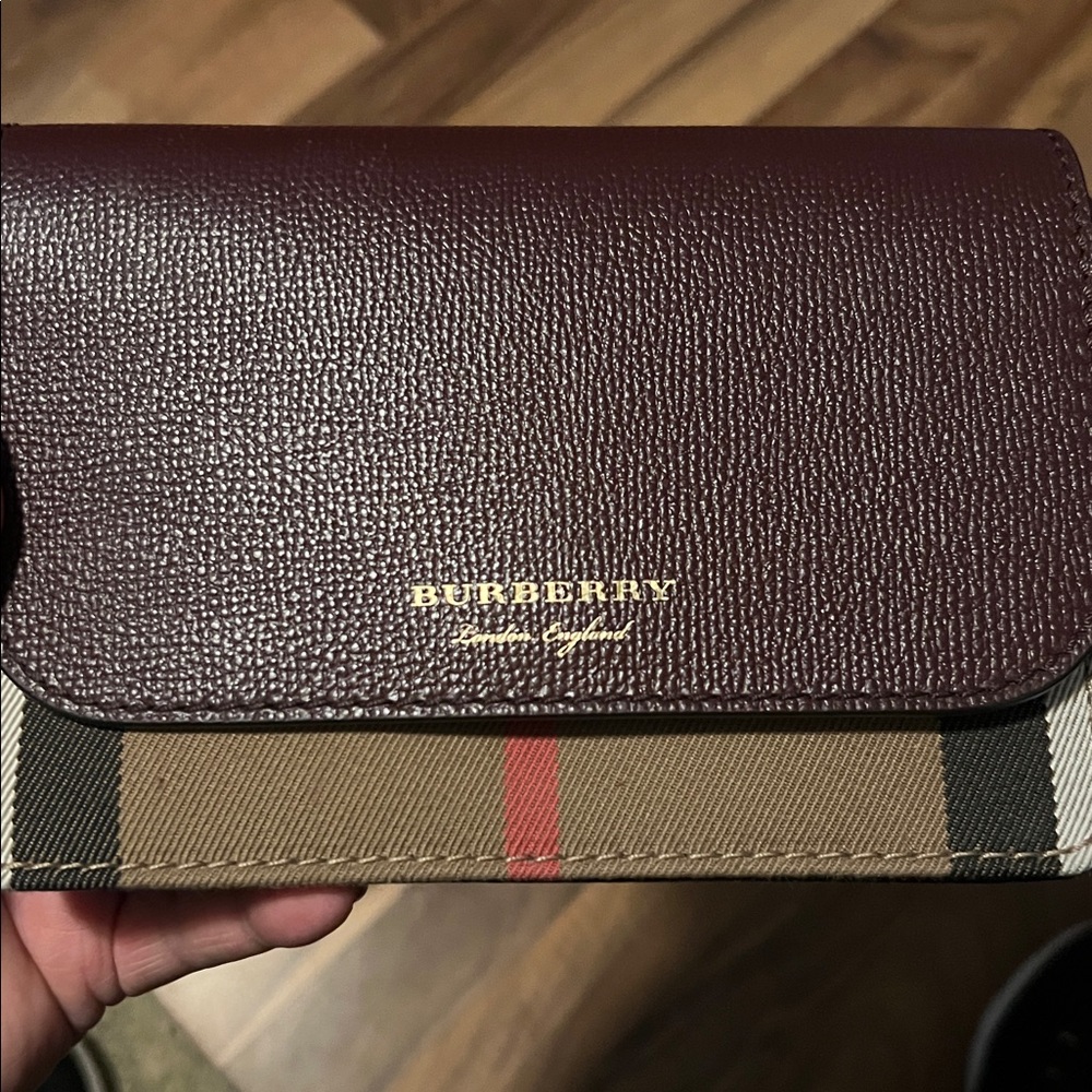 Burberry Burgundy and Check Pattern Wallet